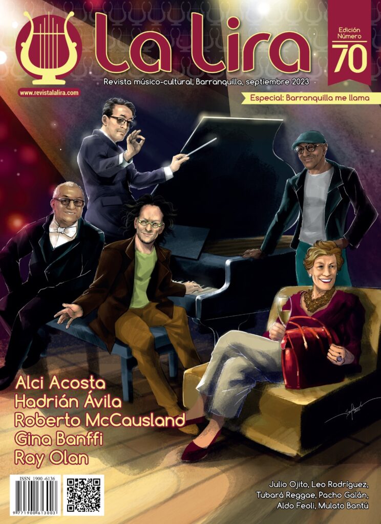 Cover of "La Lira" magazine, September 2023, featuring musicians Alci Acosta, Hadrián Ávila, Roberto McCausland, Gina Banffi, and Ray Olan.