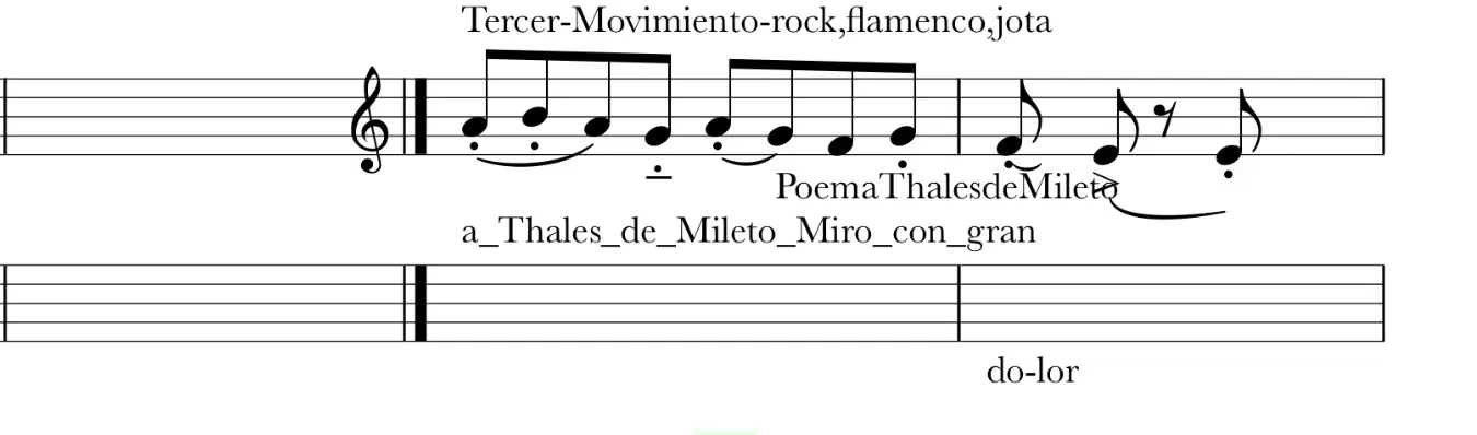 Musical score excerpt titled "Tercer Movimiento," featuring notes and annotations in Spanish, relevant for a discussion on music composition.
